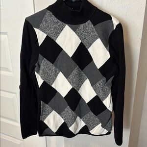 Geoffrey Beene Ladies Mock Turtleneck Argyle sweater size Large